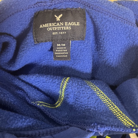 Y2K American Eagle Outfitters Women Hoodie Sweatshirt Blue Green Pullover Medium - Picture 3 of 5